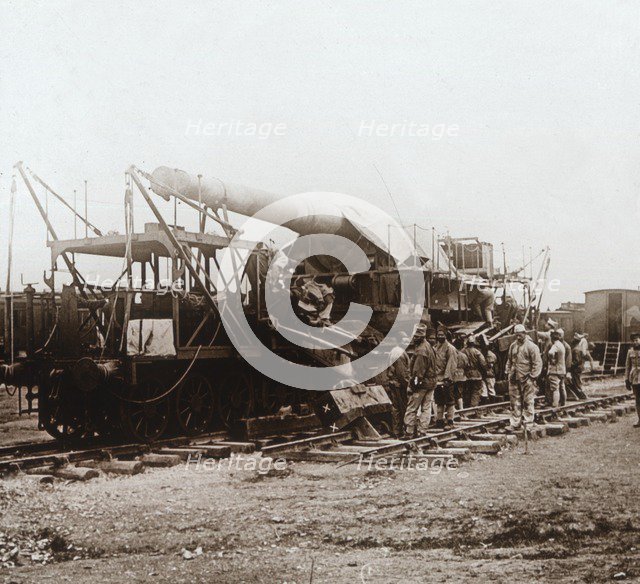 African troops and heavy artillery, Champagne, northern France, c1914-c1918. Artist: Unknown.