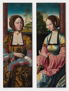 Saint Catherine and Saint Barbara (pair), c. 1520. Creator: Master of the Holy Blood (Netherlandish).