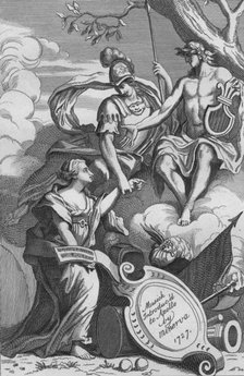 'Musick Introduc'd to Apollo by Minerva, 1727', (1827).  Creator: Unknown.
