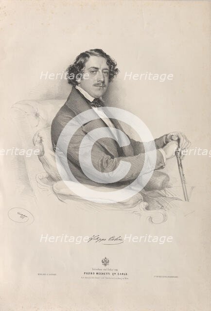 Portrait of the Opera singer Filippo Colini (1811-1863) , 1847. Creator: Kriehuber, Josef (1800-1876).