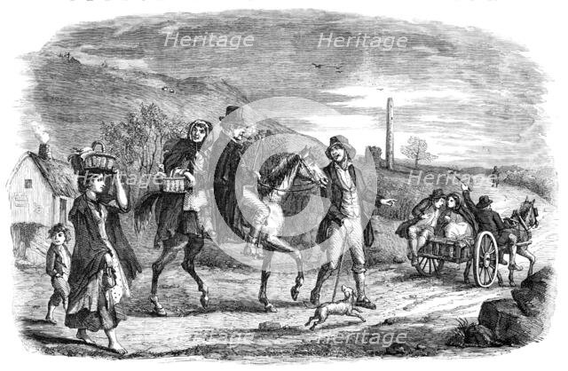 Returning from Market, a Scene in the County of Kilkenny - drawn by E. Fitzpatrick, 1857. Creator: Unknown.