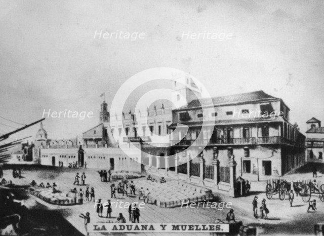 Customs house and wharves, Havana, Cuba, 1841, [c1910]. Artist: Unknown