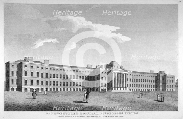 View of the new Bethlem Hospital, St George's Field, Southwark, London, 1814.       Artist: Anon