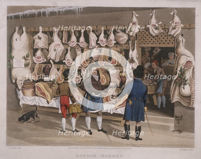 'London Market'; a butchers shop, 1822. Artist: Matthew Dubourg