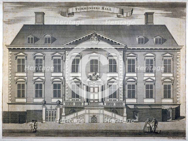Fishmongers' Hall, City of London, c1750.                 Artist: Sutton Nicholls