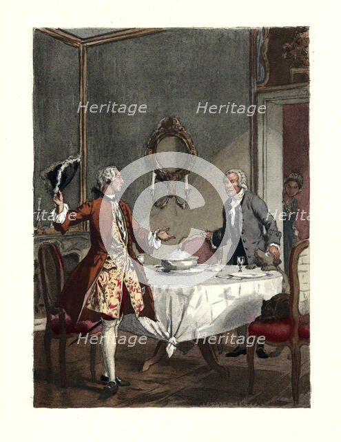 Casanova and Jean-Jacques Rousseau. Illustration for "Histoire de ma vie" by Giacomo Casanova, 1932. Creator: Auguste Leroux.