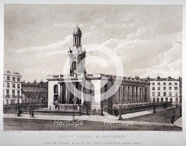 Trinity Church, Euston Road, St Pancras, London, c1830. Artist: J Laver