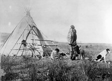 Cree North American Indian outside tepee, c1885-1890. Artist: Unknown