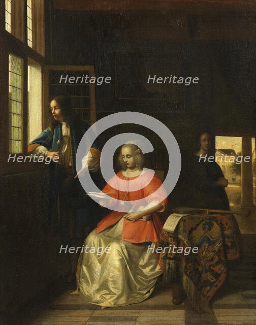 Interior with a Young Lady Reading a Letter, 1668. Creator: Pieter de Hooch.