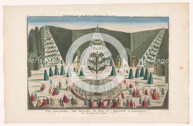 View of cascades in The King's Garden in Denmark, Copenhagen, 1700-1799. Creator: Anon.