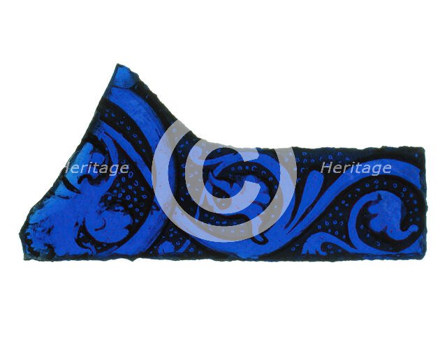 Glass Fragment, French, 12th-14th century. Creator: Unknown.