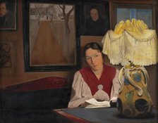 The Artist's Wife by Lamplight, 1898. Creator: Laurits Andersen Ring.