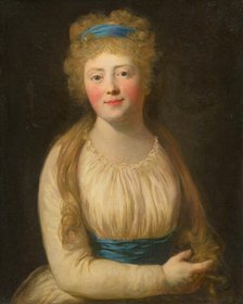 Portrait of a Woman in Pale Clothes with a Blue Ribbon in her Hair, 1780-1800. Creator: Unknown.