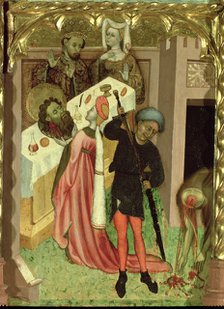 Altarpiece of St John the Baptist. Table of decapitation and delivery of his head to Salome, temp…