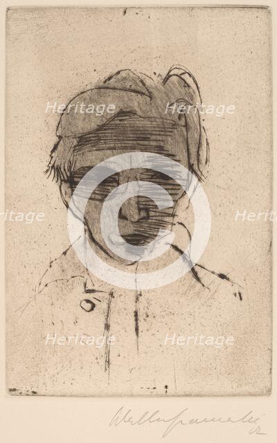 Gloomy Face, Self-portrait (Dunkles Gesicht, Selbstporträt), 1922. Creator: Walter Gramatté.