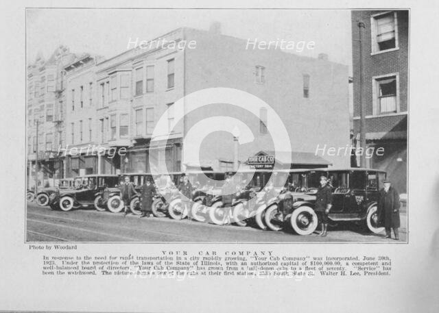 Your Cab Company; In response to the need for rapid transportation in a city rapidly growing...1925. Creator: Unknown.