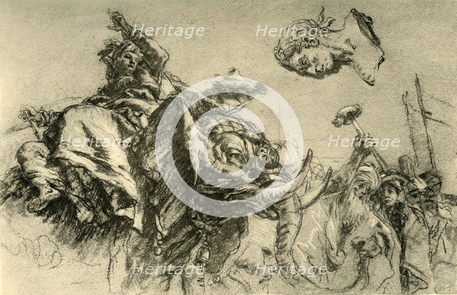 'Eastern woman on an elephant. A Roman Emperor's bust', 1752-1753, (1928). Artist: Giovanni Battista Tiepolo.