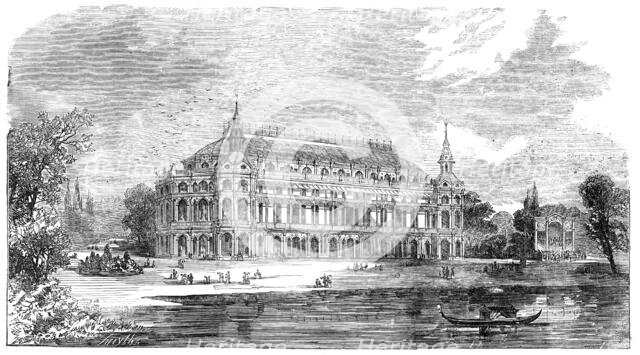 The Music-Hall to be erected in "The Surrey Zoological Gardens", 1856.  Creator: Smyth.