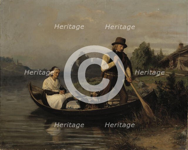 Rowing to the Graveyard, 1861. Creator: Alexandra Frosterus-Saltin.