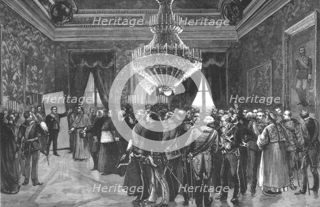 ''His Excellency the President of the Ministerial Council announcing the birth of...',1886. 1890. Creator: Unknown.