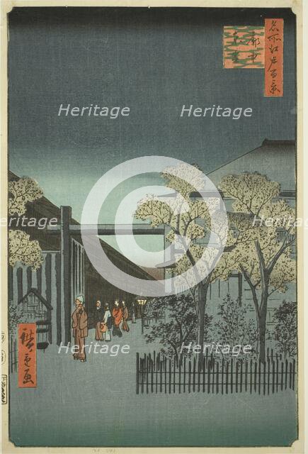 Yoshiwara Licensed Quarters at Dawn (Kakuchu shinonome), from the series "One Hundred..., 1857. Creator: Ando Hiroshige.