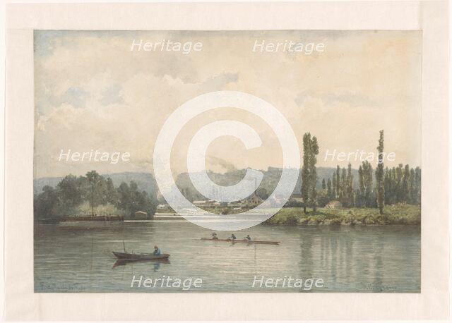 View of Port-Marly on the Seine, with the laundry, 1880.  Creator: Johan Conrad Greive.