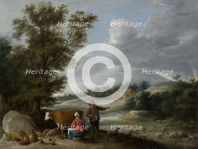 Landscape with Milkmaid and Shepherd, c1646. Creator: David Teniers II.