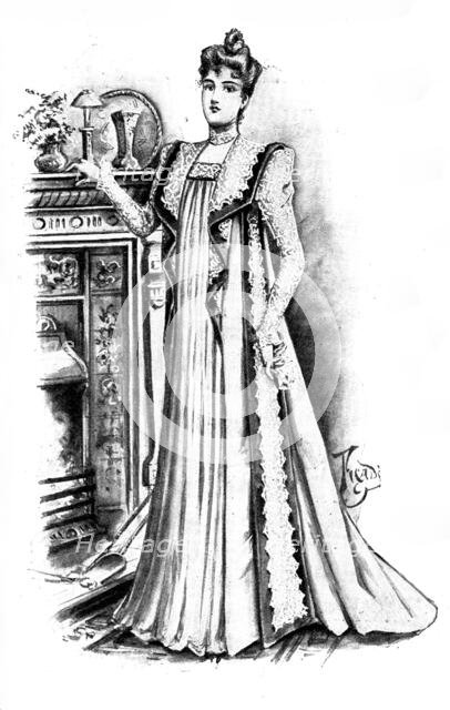 Ladies' Page: a tea-gown, 1898. Creator: Picador.