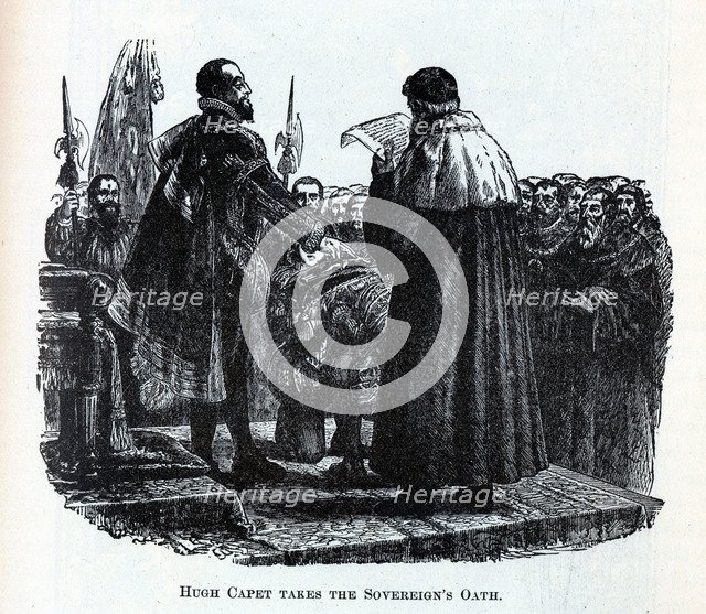 Hugh Capet takes the Sovereign's Oath, 1882. Artist: Anonymous  