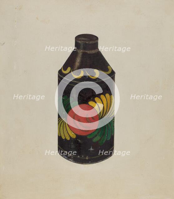 Toleware Tea Cannister, c. 1938. Creator: Edward White.