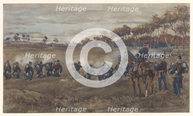 Infantry shooting practice on heathland, 1868-1898. Creator: Jan Hoynck van Papendrecht.