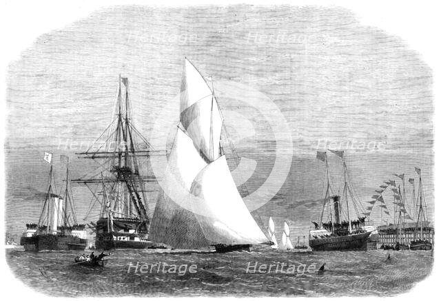 The Ocean Yacht Match from Gravesend to Harwich...the Volante winning the Cutters' Prize, 1864. Creator: Smyth.