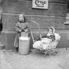 Two children in the street, Sweden. Artist: Unknown
