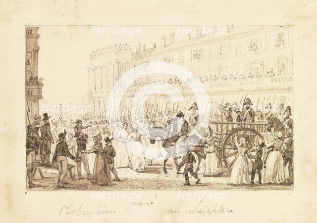 Robespierre and his accomplices being led to their execution, 1794. Artist: Demachy, Pierre-Antoine (1723-1807)