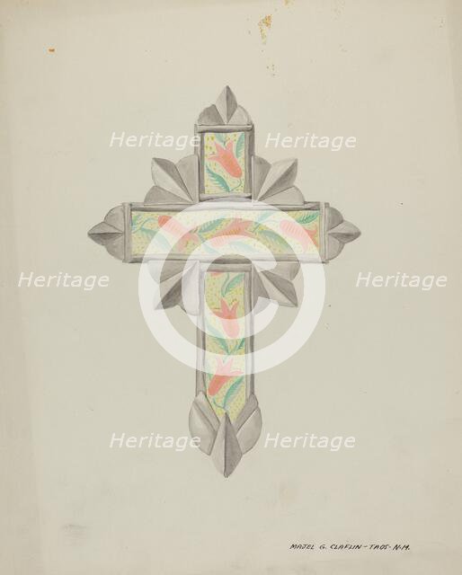 Tin & Wall Paper Cross, c. 1937. Creator: Majel G. Claflin.