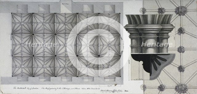 Guildhall Crypt, City of London, 1820. Artist: Robert Blemmell Schnebbelie