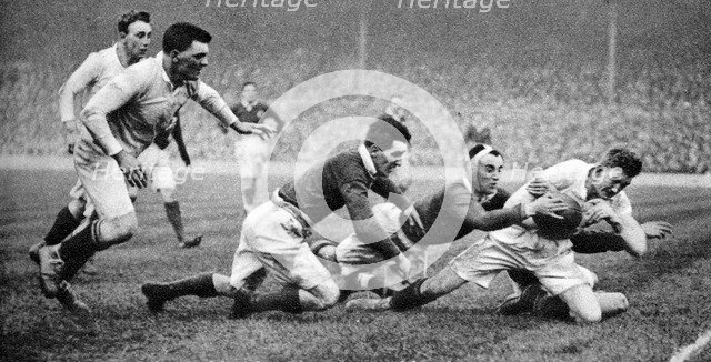 England scoring a try against Scotland, Twickenham, London, 1926-1927. Artist: Unknown