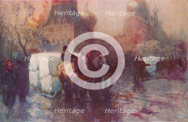 'Ice Carrying in Moscow', c19th century. Artist: Paolo Sala.