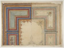 Two alternative designs for the painted decoration of a ceiling, 1830-97. Creators: Jules-Edmond-Charles Lachaise, Eugène-Pierre Gourdet.