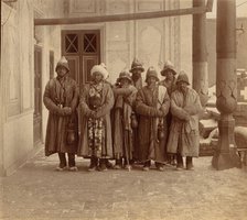 Monks (Duvans) in Kalandar-Khane, Samarkand, between 1905 and 1915. Creator: Sergey Mikhaylovich Prokudin-Gorsky.
