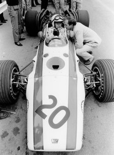 John Surtees in Honda V12, Belgian Grand Prix, 1968. Artist: Unknown