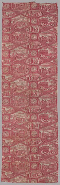 'Scenes of Rome' Furnishing Fabric, France, c. 1815. Creator: Unknown.