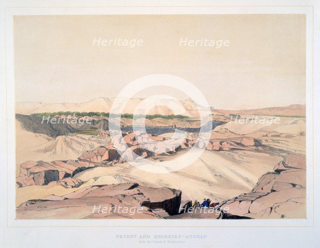 'Desert and Quarries, Asouan, with the Island of Elephantine', Egypt, 19th century. Artist: Lord Wharncliffe