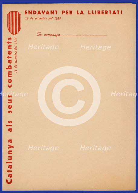 Letter model printed for fighters in campaign. Generalitat de Catalunya, September 1938.