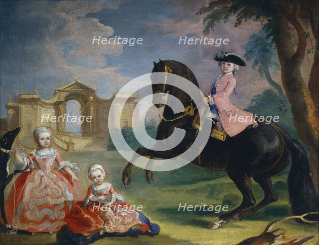 Portrait of the Children of Count Ivan Illarionovich Vorontsov: Artemi, Anna and Eudokia (Avdotya), 1754. Artist: Prenner, Georg Kaspar, von (1720-1766)