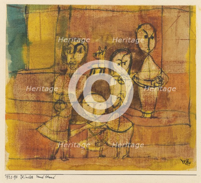 Children and dog, 1920. Artist: Klee, Paul (1879-1940)