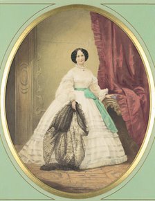 [Young Lady in White Dress with Green Sash], ca. 1857. Creator: Unknown.