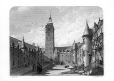 The inner court of the University of Glasgow, Scotland, 1870.Artist: T Flemming