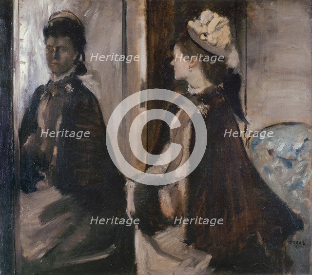 Mrs Jeantaud in the Mirror, c. 1875. Artist: Degas, Edgar (1834-1917)