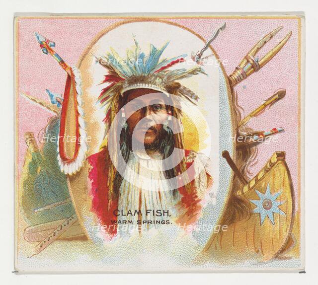 Clam Fish, Warm Springs, from the American Indian Chiefs series (N36) for Allen & Ginter C..., 1888. Creator: Allen & Ginter.